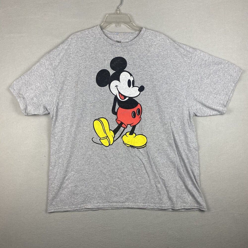Disney Mickey Mouse Classic Distressed Standing T-Shirt Gray Adult Size XXL 2XL